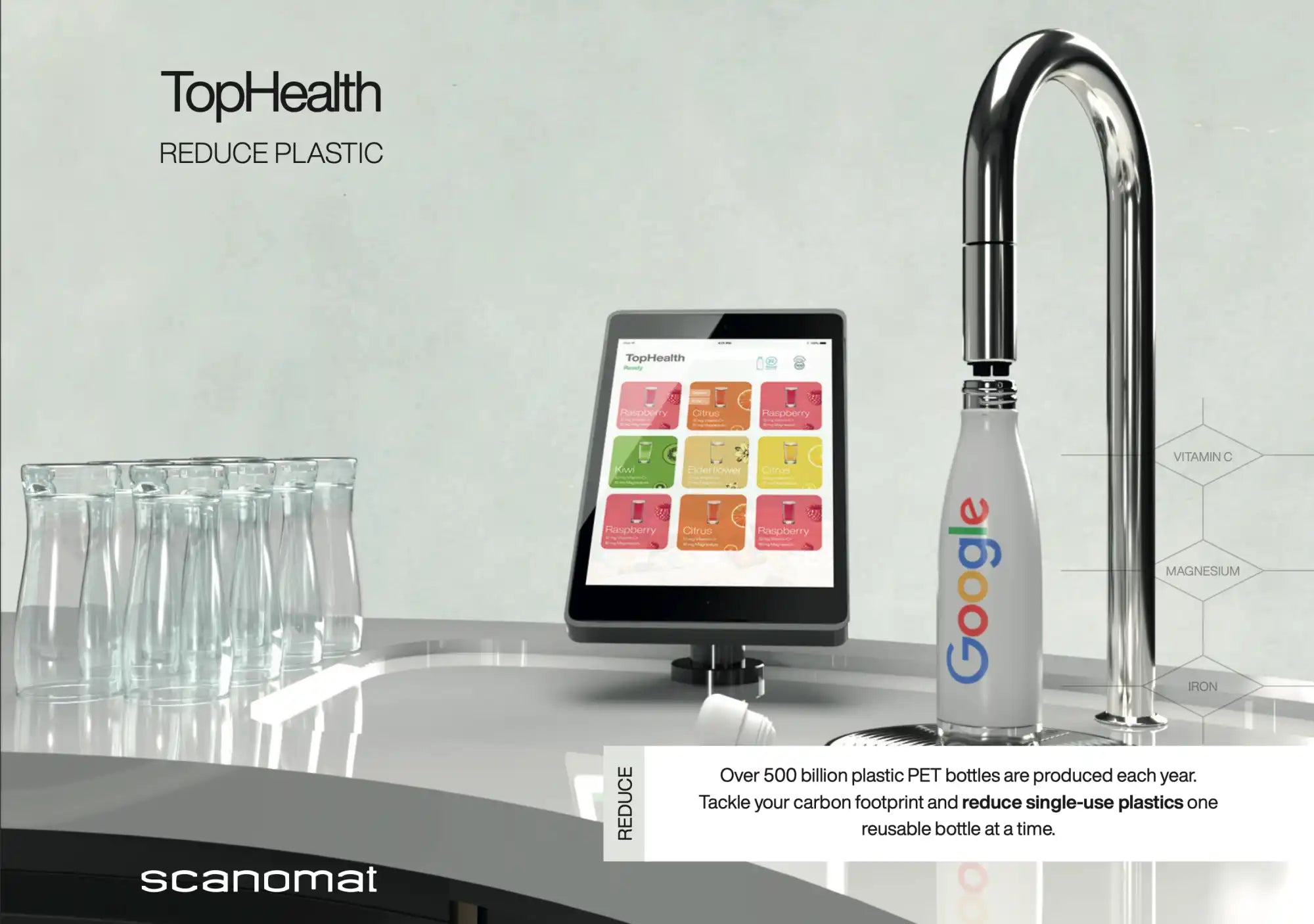 Google-branded reusable water bottle.