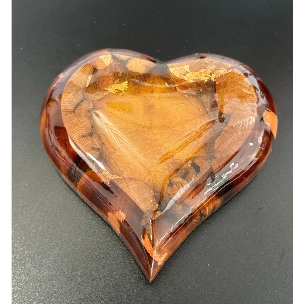 River Canyon Heart with Gold Flakes and Resin - Original