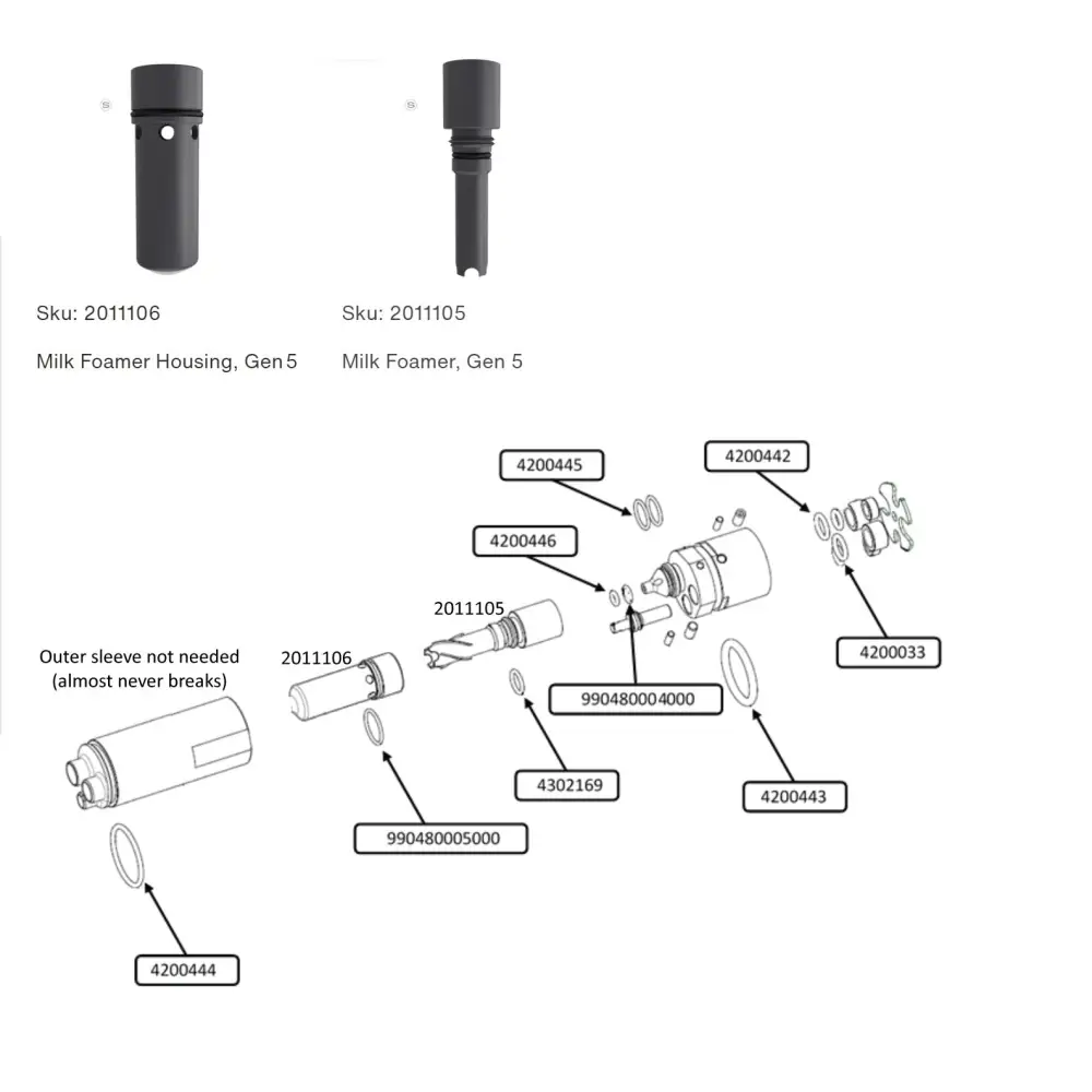 TopBrewer System Spare Milk Foamer Nozzle Set (Gen5)