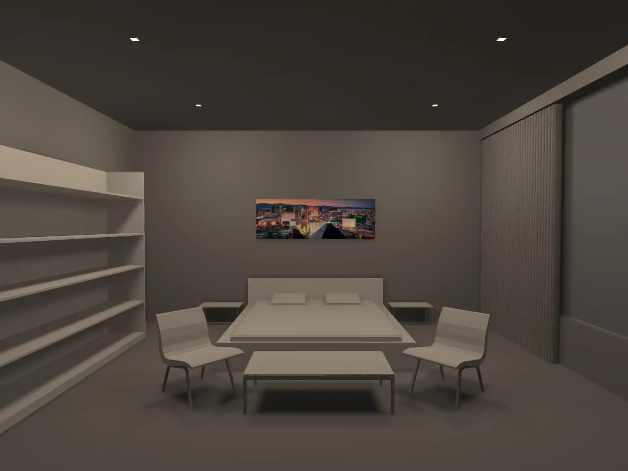 White modern bed frame with built-in storage and minimalist design.