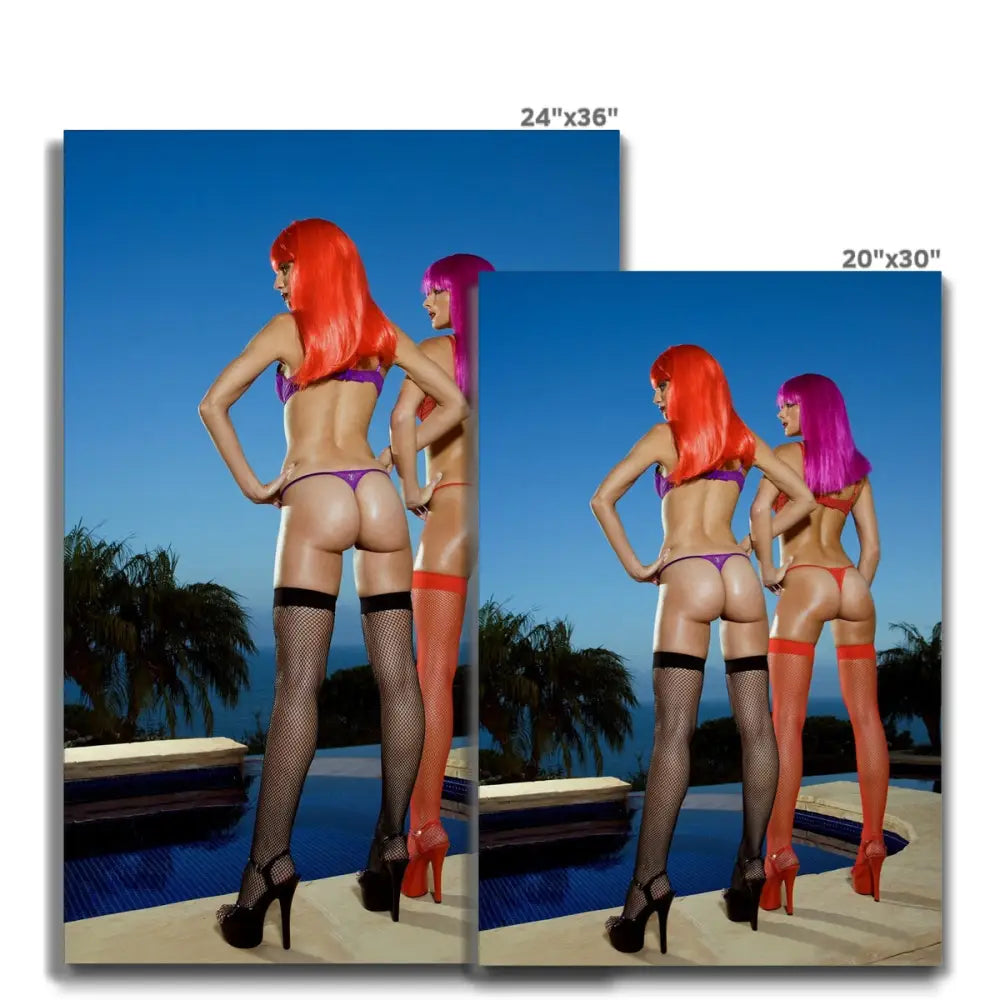 Cora And Angie Poolside by David Mecey Canvas - Fine art