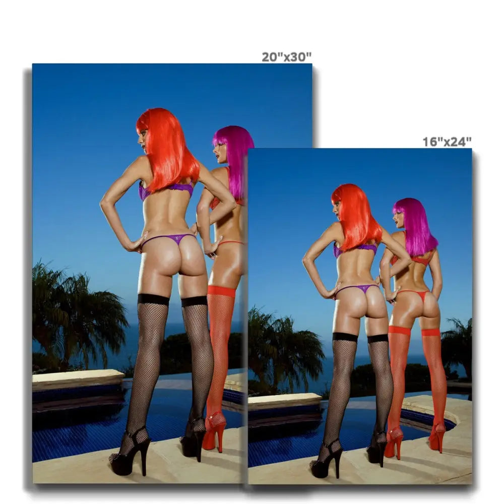 Cora And Angie Poolside by David Mecey Eco Canvas - Fine art