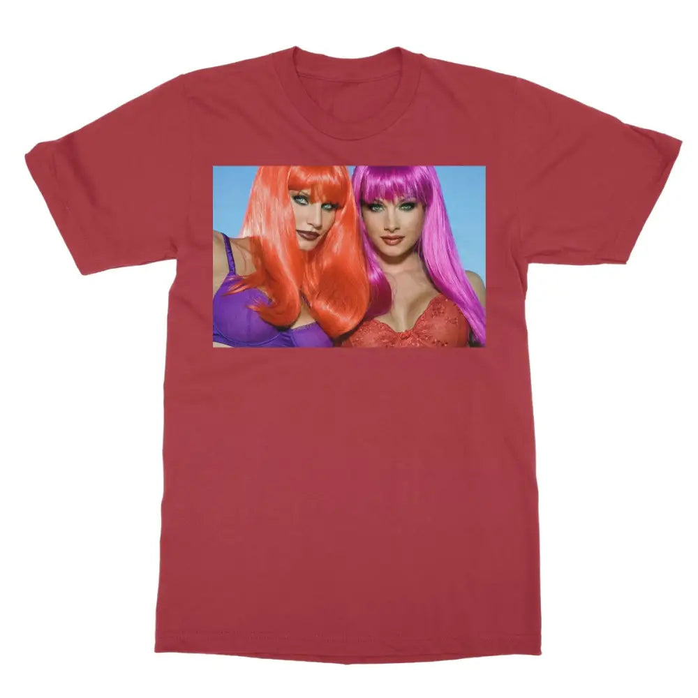 Cora & Angie In Full Color Softstyle T-Shirt - 2XL / Cherry
