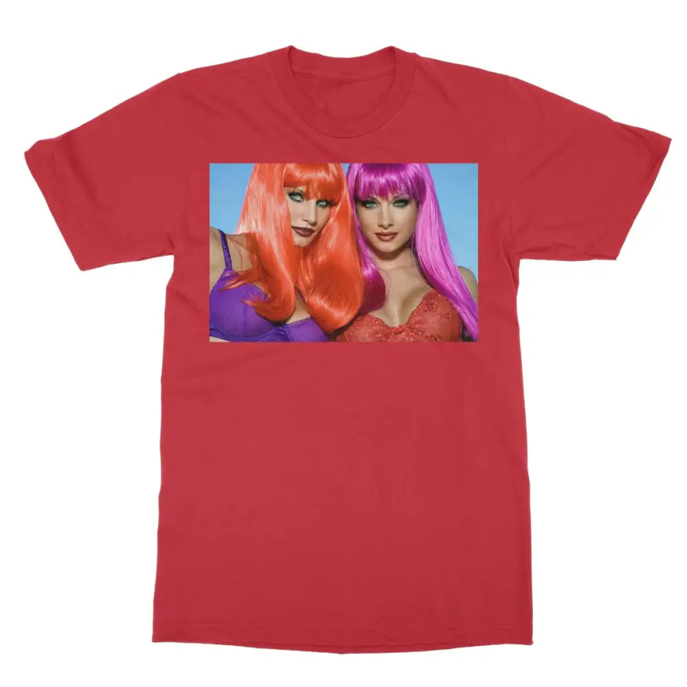 Cora & Angie In Full Color Softstyle T-Shirt - 2XL / Red