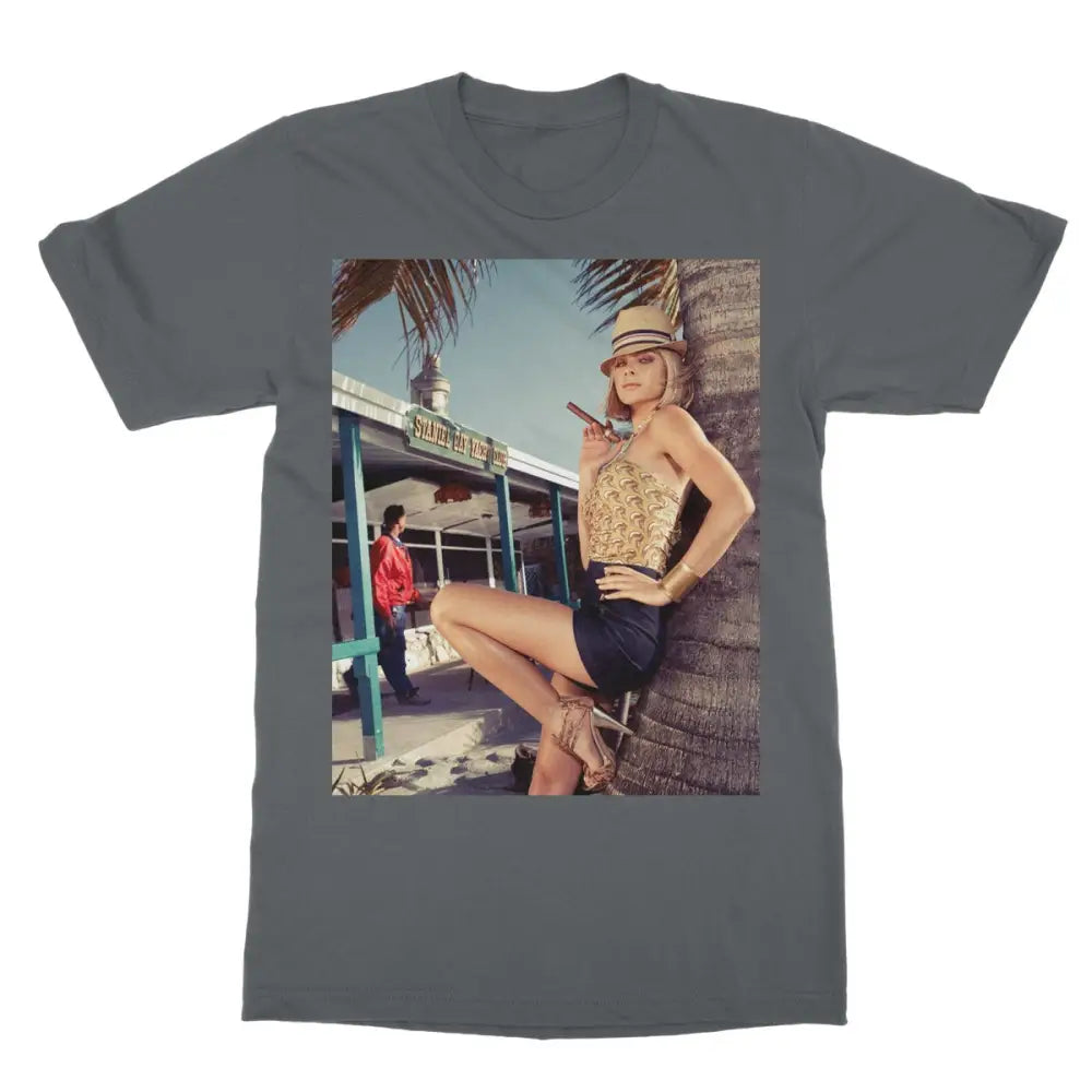 Cora with Cigar Softstyle T-Shirt - 2XL / Charcoal - Apparel
