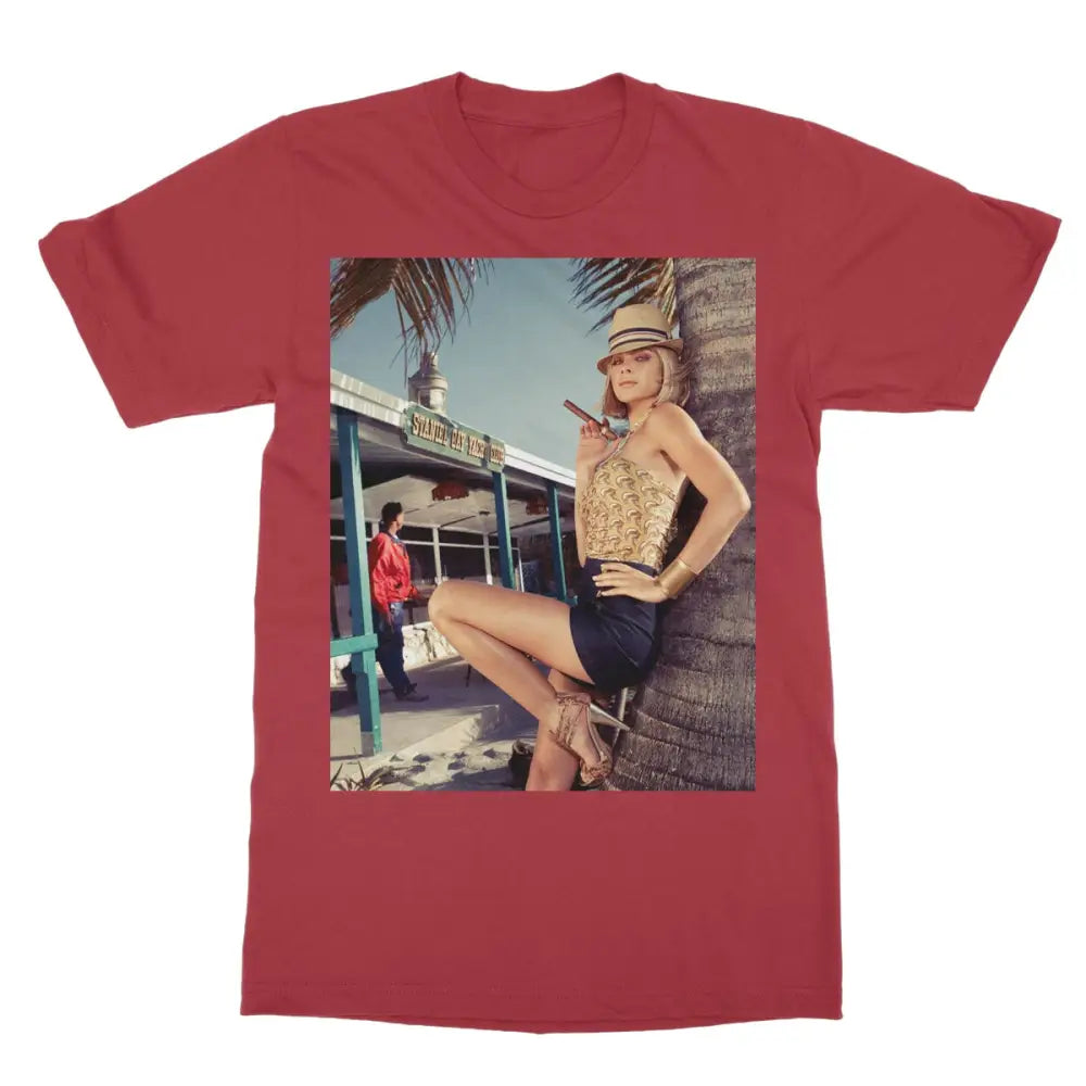 Cora with Cigar Softstyle T-Shirt - 2XL / Cherry Red