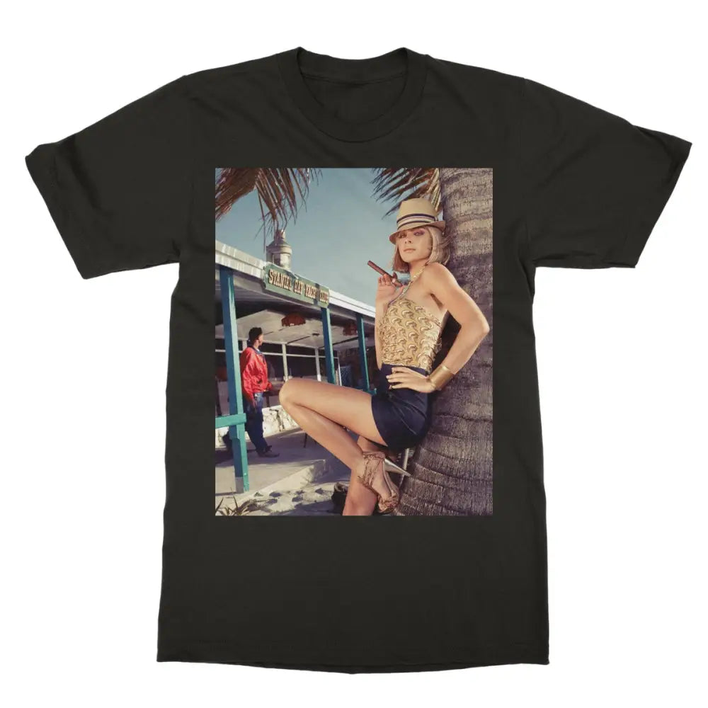 Cora with Cigar Softstyle T-Shirt - 2XL / Dark Chocolate