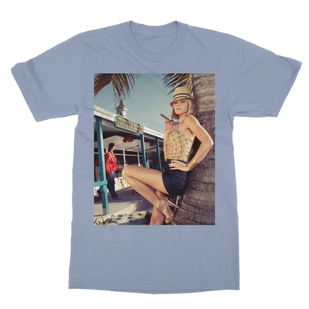 Cora with Cigar Softstyle T-Shirt - 2XL / Light Blue