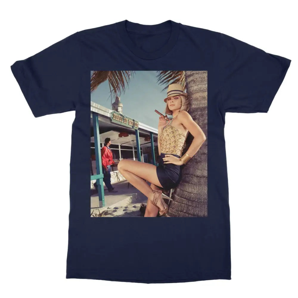 Cora with Cigar Softstyle T-Shirt - 2XL / Navy - Apparel