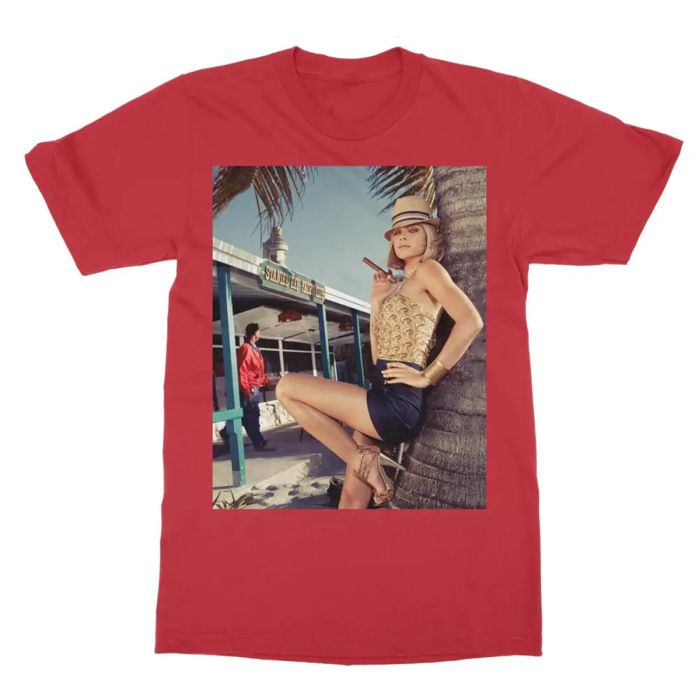 Cora with Cigar Softstyle T-Shirt - 2XL / Red - Apparel