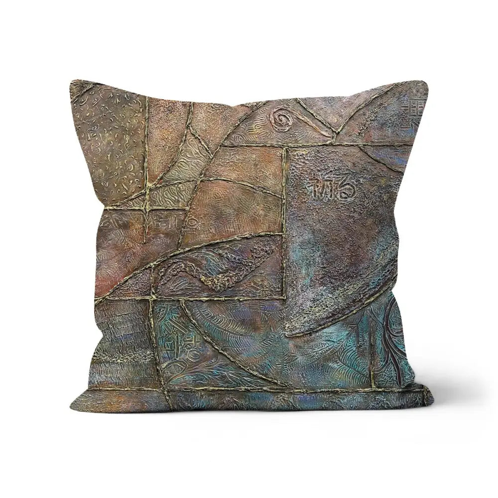 Harmonic Earthen Azure Dance Cushion - Linen / 18’x18’