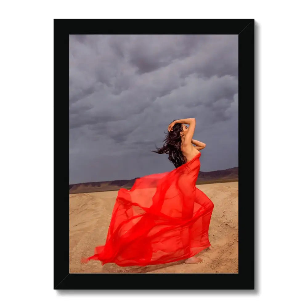 Jasmin in Red Framed Print - A4 Portrait / Black Frame -