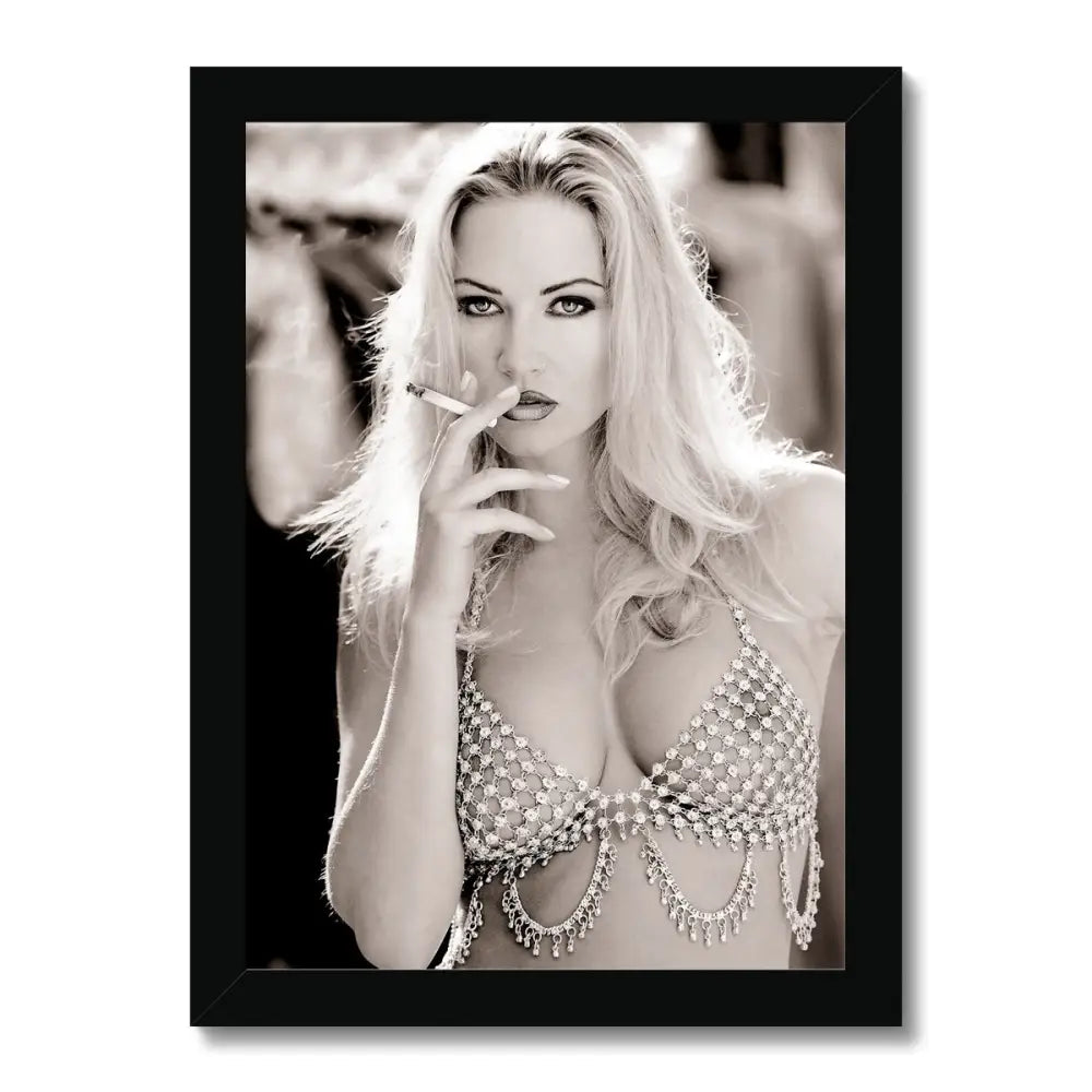 Smoking Barb by David Mecey Framed Print - A4 Portrait