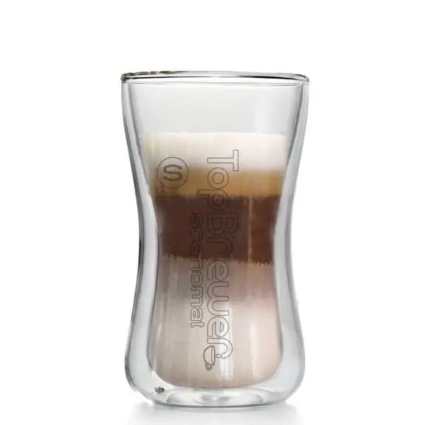 TopBrewer Double Wall Glass White Lettering - Medium - 180ml