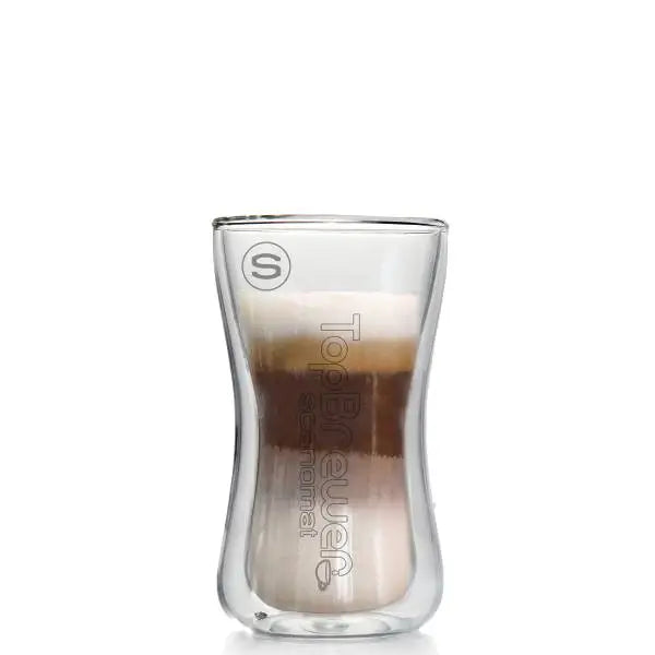 TopBrewer Double Wall Glass White Lettering - Small - 70ml